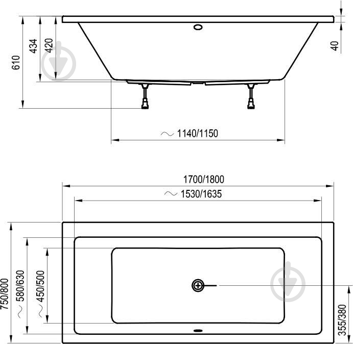 УЦЕНКА! Ванна акриловая Ravak 170x75 Formy 01 (C691000000) - фото 6 УЦЕНКА! Ванна акриловая Ravak 170x75 Formy 01 (C691000000) - фото 6