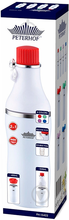 Термочашка Peterhof 2 в 1 380 мл PH-12422-RD - фото 2