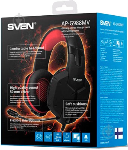 Наушники Sven AP-G988MV black/red - фото 5