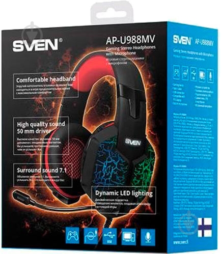 Наушники Sven AP-U988MV black/red - фото 5