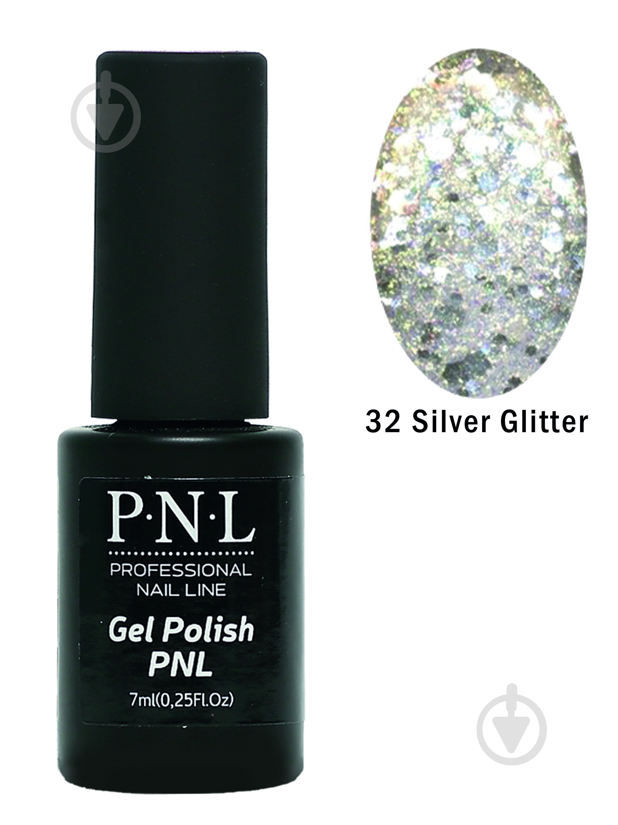 Гель-лак для ногтей P.N.L 032 Silver Glitter 7 мл - фото 1