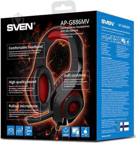 Наушники Sven AP-G886MV black/red - фото 4