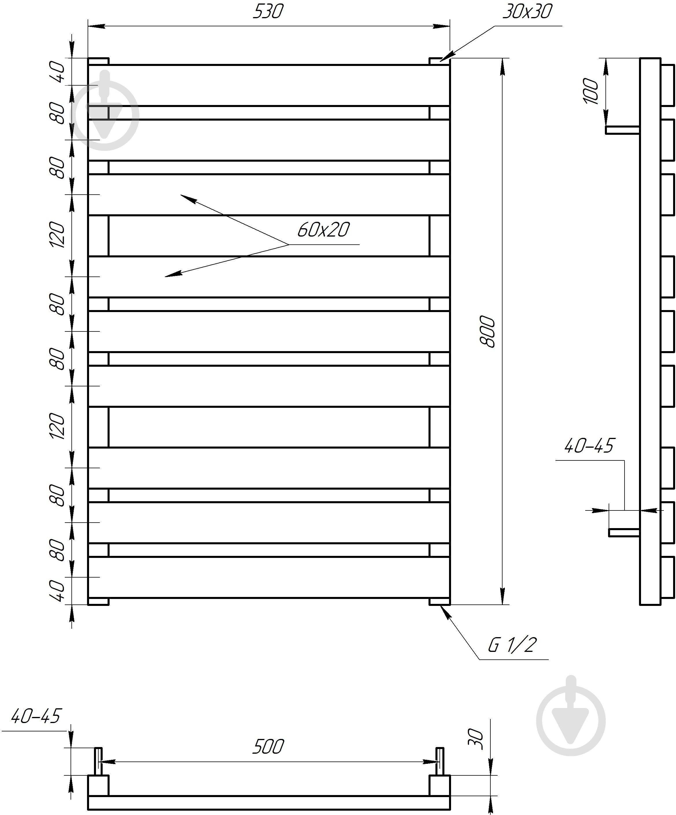 Полотенцесушитель водяной GenesisAqua Alpina/B800 - фото 4 Полотенцесушитель водяной GenesisAqua Alpina/B800 - фото 4