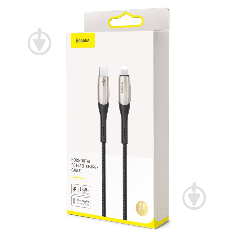 Кабель BASEUS Horizontal Type-C to Lightning 1 м черный (CATLSP-01) - фото 3 Кабель BASEUS Horizontal Type-C to Lightning 1 м черный (CATLSP-01) - фото 3