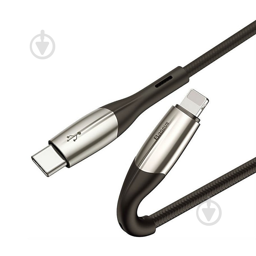 Кабель BASEUS Horizontal Type-C to Lightning 1 м черный (CATLSP-01) - фото 2 Кабель BASEUS Horizontal Type-C to Lightning 1 м черный (CATLSP-01) - фото 2