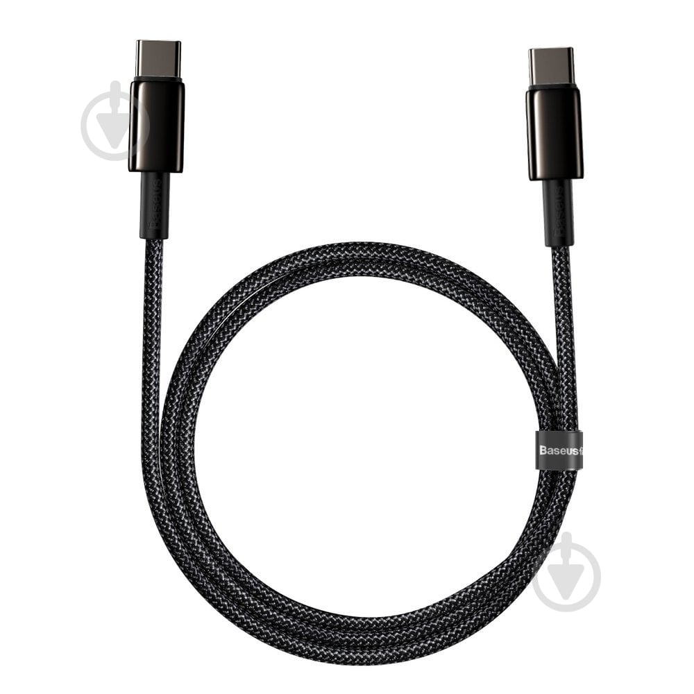 Кабель BASEUS Tungsten Gold Fast Charging Data Cable Type-C to Type-C 100W 1 м черный (CATWJ-01) - фото 2 Кабель BASEUS Tungsten Gold Fast Charging Data Cable Type-C to Type-C 100W 1 м черный (CATWJ-01) - фото 2