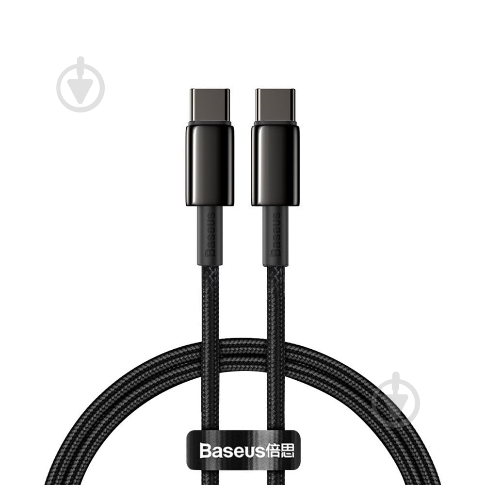 Кабель BASEUS Tungsten Gold Fast Charging Data Cable Type-C to Type-C 100W 1 м черный (CATWJ-01) - фото 1 Кабель BASEUS Tungsten Gold Fast Charging Data Cable Type-C to Type-C 100W 1 м черный (CATWJ-01) - фото 1