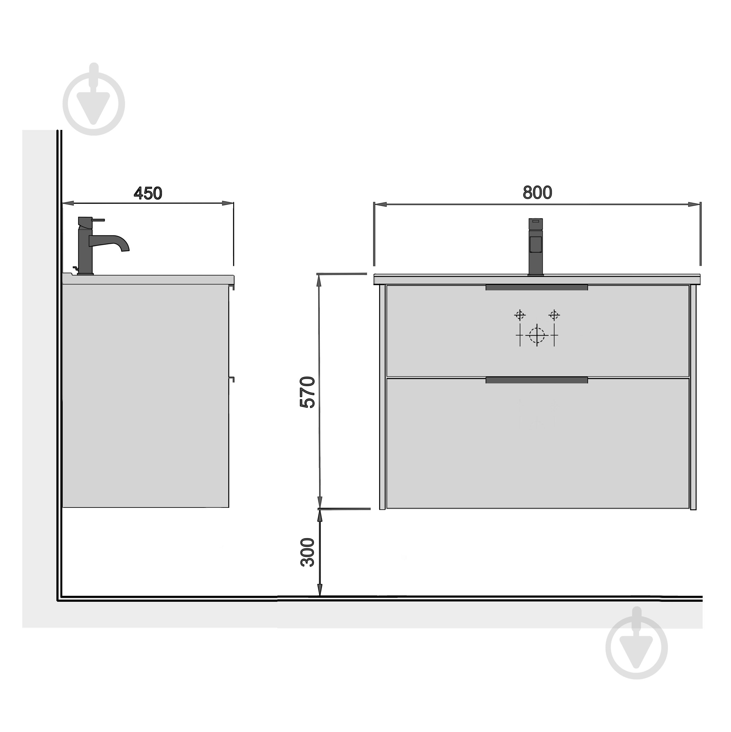 Тумба підвісна Мойдодир Line Craft 80- - фото 7