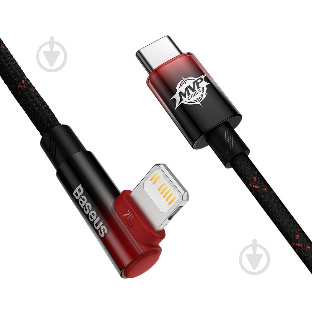 Кабель BASEUS MVP 2 Elbow-shaped Fast Charging Data Cable Type-C to iP 20W 1 м black/red (CAVP000220) - фото 2