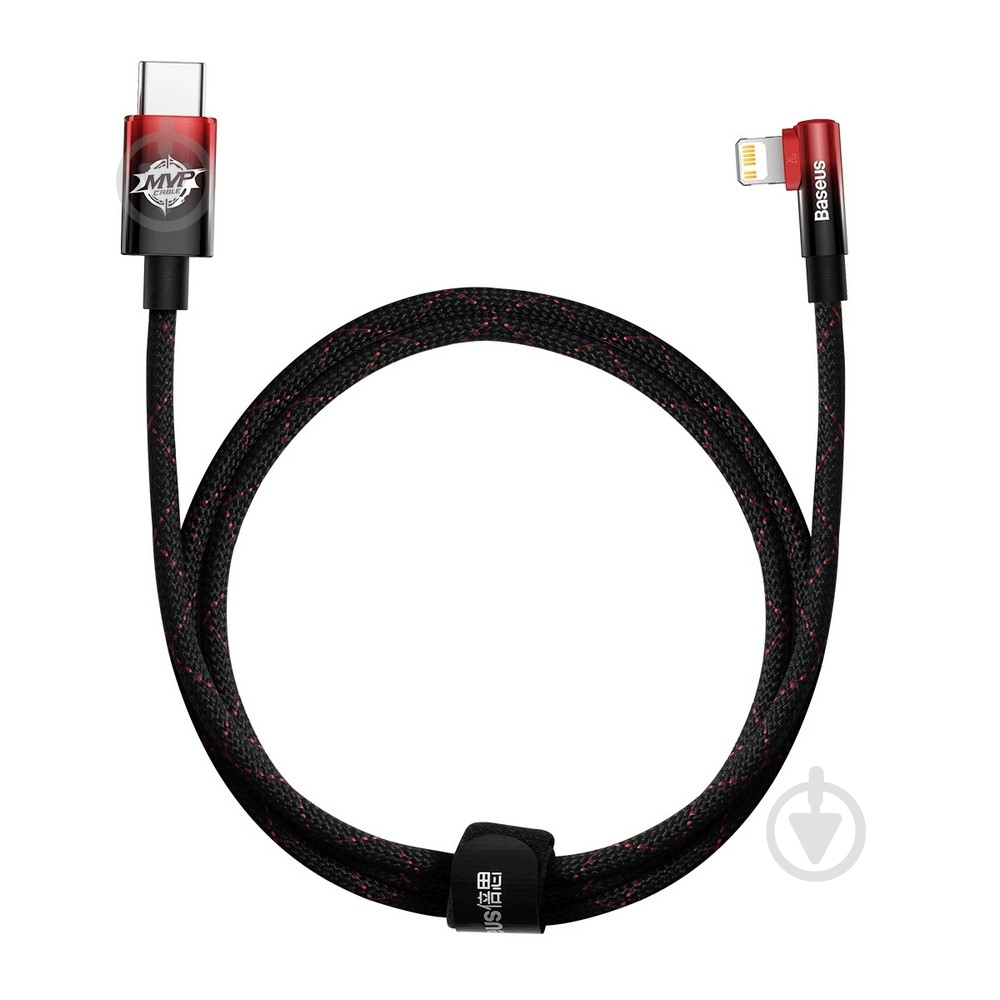 Кабель BASEUS MVP 2 Elbow-shaped Fast Charging Data Cable Type-C to iP 20W 1 м black/red (CAVP000220) - фото 1