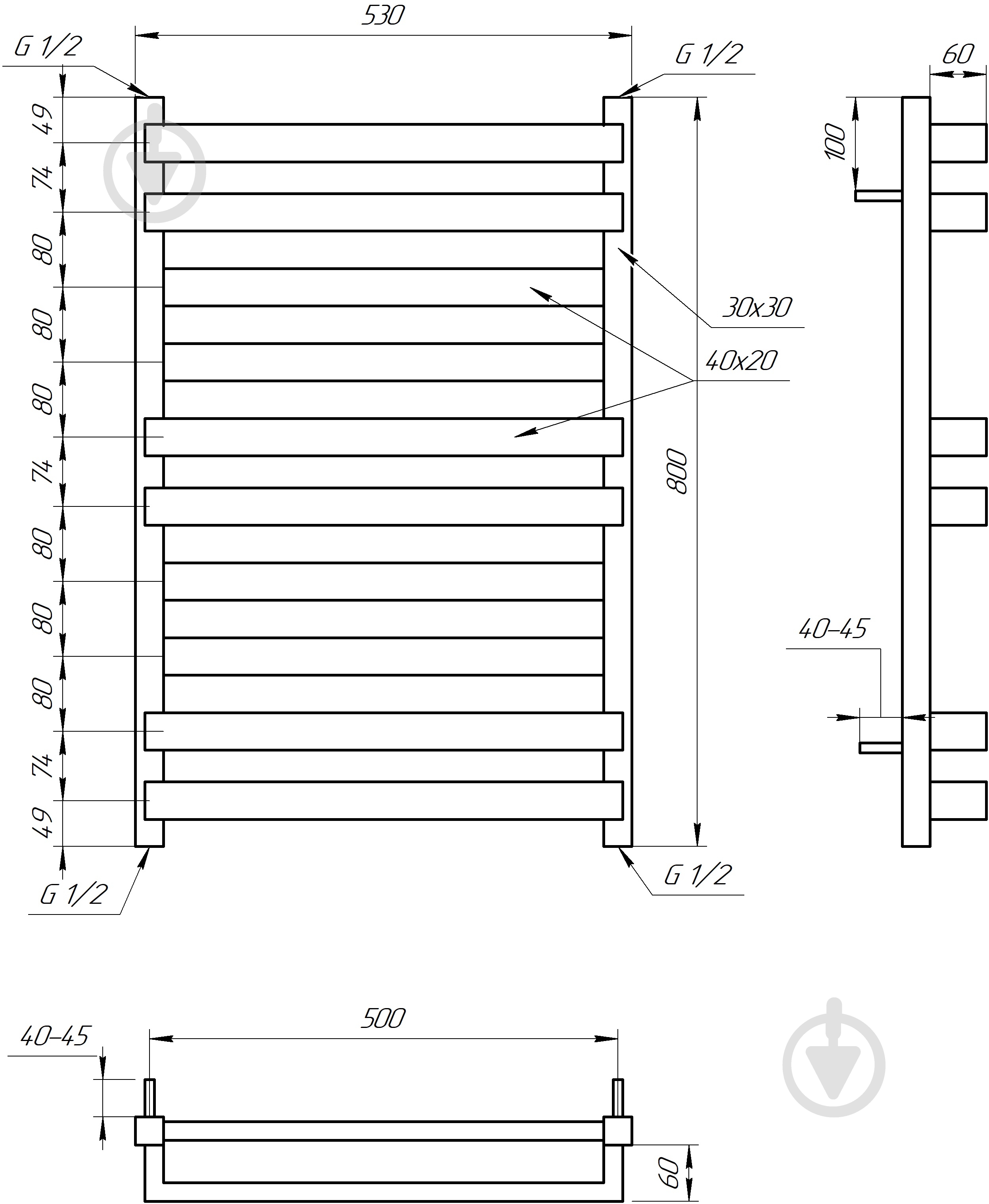 Полотенцесушитель GenesisAqua Santa/W800 - фото 3 Полотенцесушитель GenesisAqua Santa/W800 - фото 3