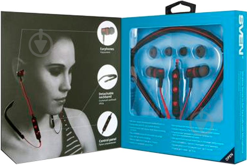 Наушники Sven E-216B black/red Bluetooth - фото 3