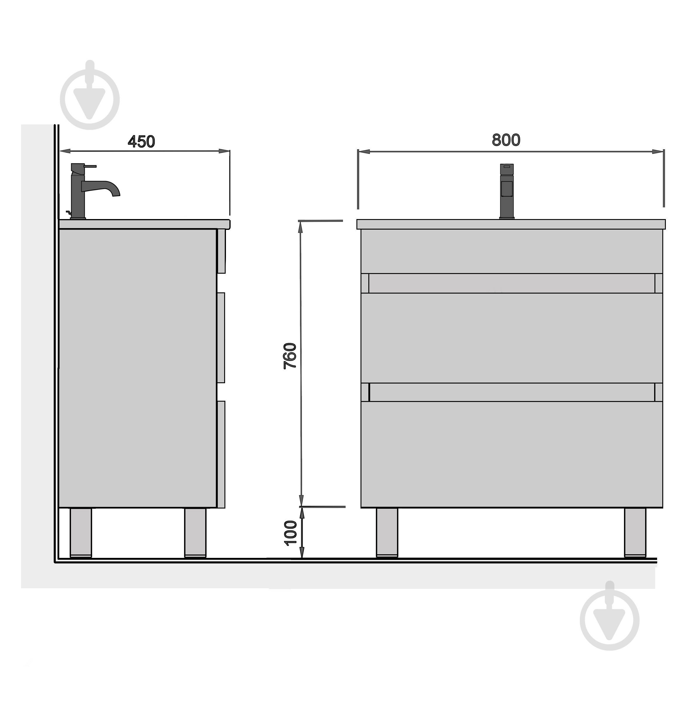 Тумба Мойдодир Soft White 80 з умивальником Cosmopolitan 80 підлогова - фото 7