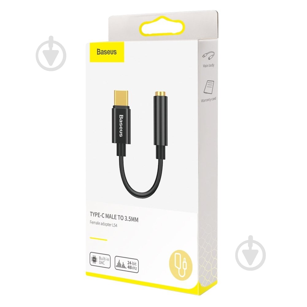 Адаптер для наушников BASEUS Type-C Male to 3.5mm Female Adapter L54 0,1 м black (CATL54-01) - фото 8 Адаптер для наушников BASEUS Type-C Male to 3.5mm Female Adapter L54 0,1 м black (CATL54-01) - фото 8