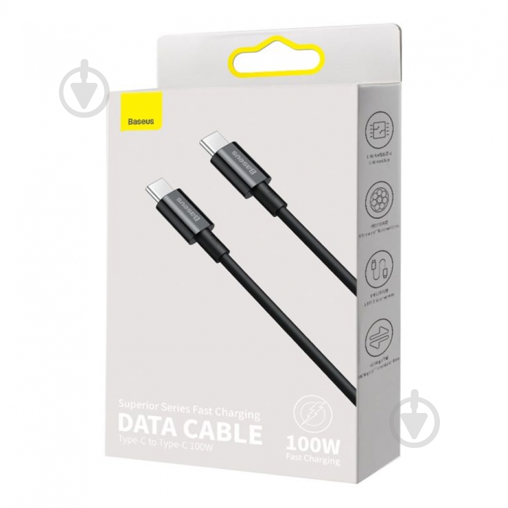 Кабель BASEUS Superior Series Fast Charging Data Cable Type-C to Type-C 100W 2 м черный (CATYS-C01) - фото 5