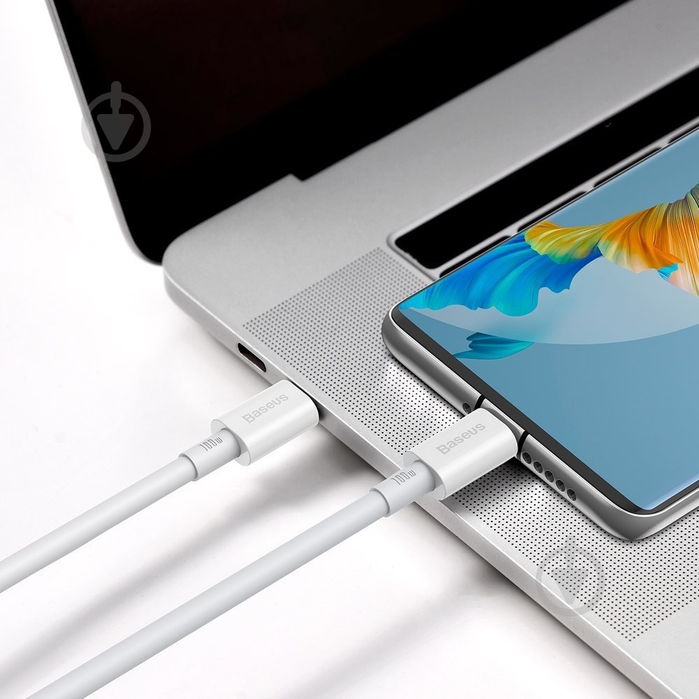 Кабель BASEUS Superior Series Fast Charging Data Cable Type-C to Type-C 100W 2 м білий (CATYS-C02) - фото 3