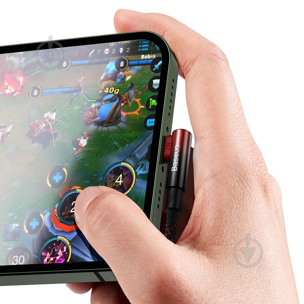 Кабель BASEUS MVP 2 Elbow-shaped Fast Charging Data Cable USB to iP 2.4A 1 м black/red (CAVP000020) - фото 6 Кабель BASEUS MVP 2 Elbow-shaped Fast Charging Data Cable USB to iP 2.4A 1 м black/red (CAVP000020) - фото 6