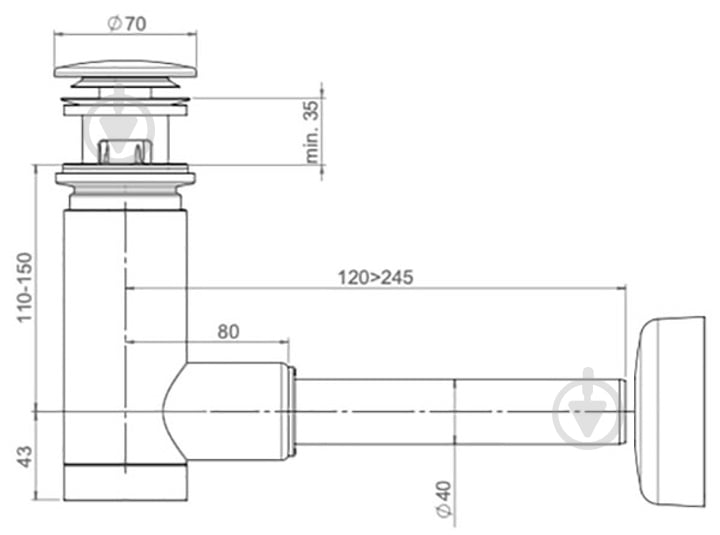 Сифон для умивальника Prevex EasyClean, телескопічний, легко очищується - фото 2