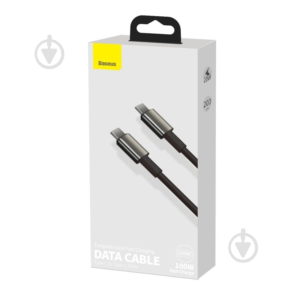 Кабель BASEUS Tungsten Gold Fast Charging Data Cable Type-C to Type-C 100W 2 м черный (CATWJ-A01) - фото 7 Кабель BASEUS Tungsten Gold Fast Charging Data Cable Type-C to Type-C 100W 2 м черный (CATWJ-A01) - фото 7
