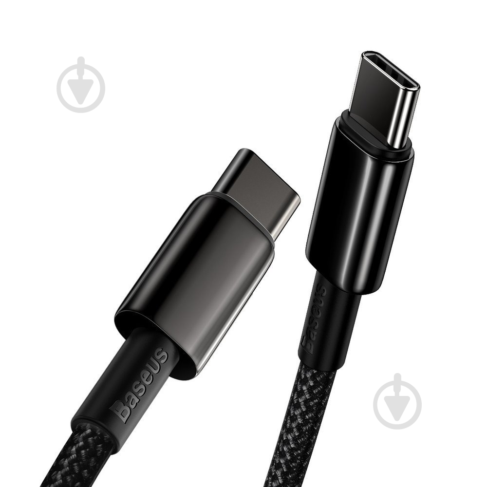 Кабель BASEUS Tungsten Gold Fast Charging Data Cable Type-C to Type-C 100W 2 м черный (CATWJ-A01) - фото 3 Кабель BASEUS Tungsten Gold Fast Charging Data Cable Type-C to Type-C 100W 2 м черный (CATWJ-A01) - фото 3