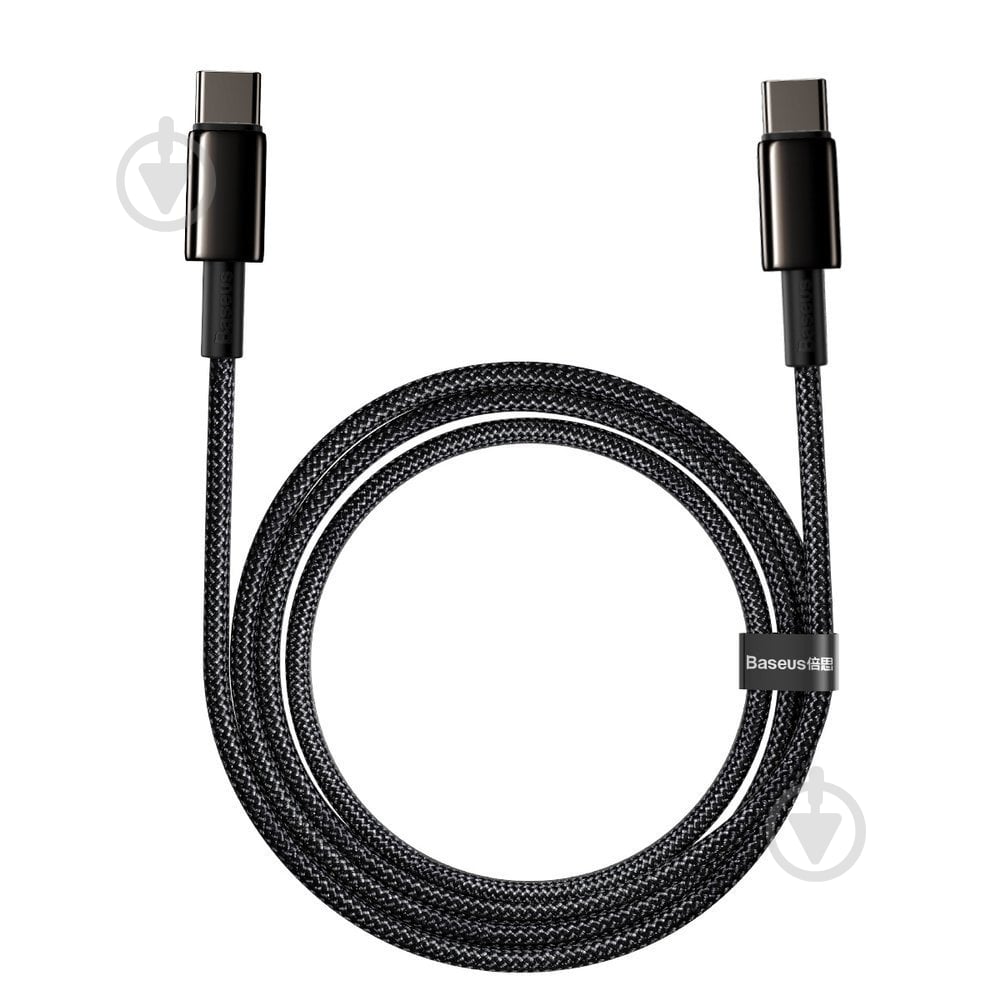 Кабель BASEUS Tungsten Gold Fast Charging Data Cable Type-C to Type-C 100W 2 м черный (CATWJ-A01) - фото 2 Кабель BASEUS Tungsten Gold Fast Charging Data Cable Type-C to Type-C 100W 2 м черный (CATWJ-A01) - фото 2