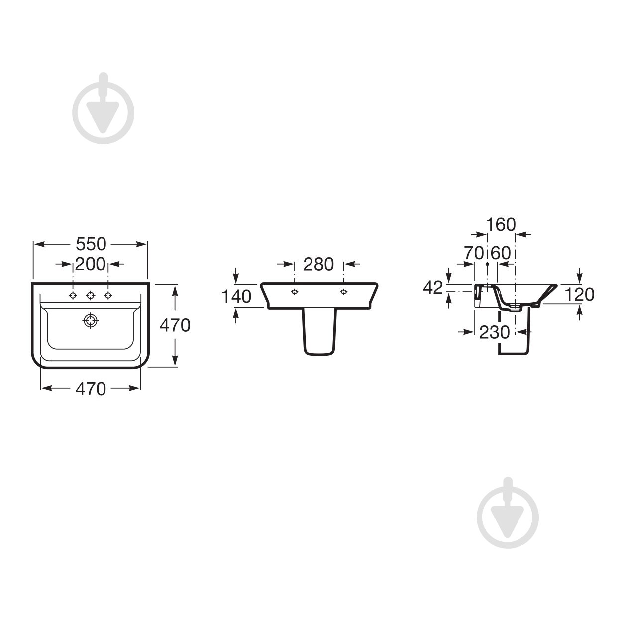 Умывальник ROCA Gap A327475000 - фото 3