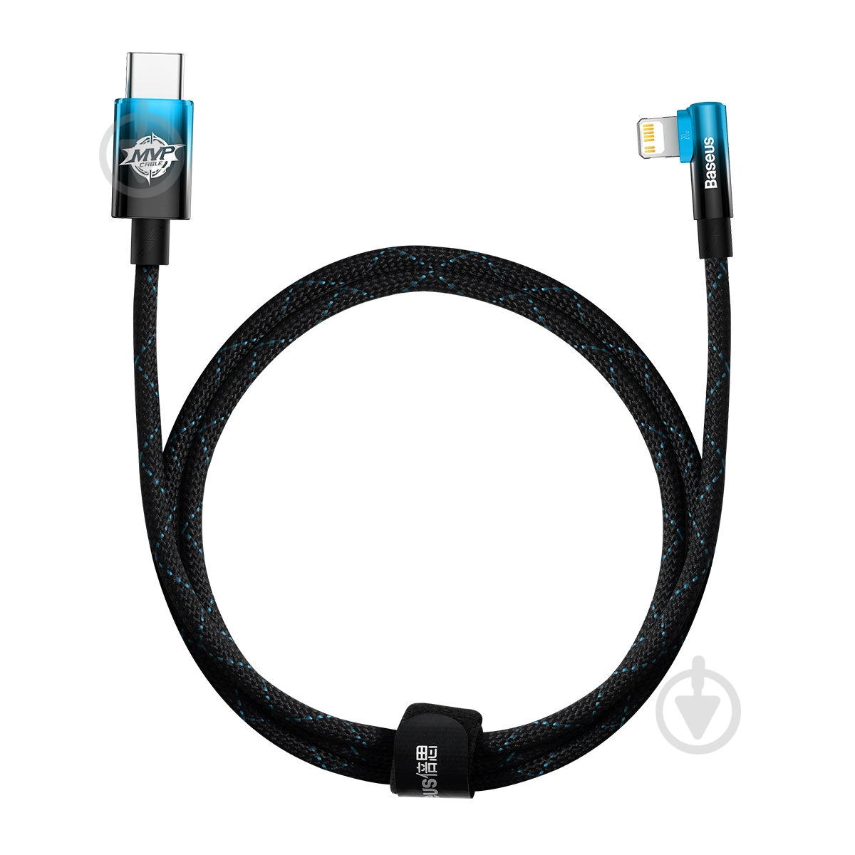 Кабель BASEUS MVP 2 Elbow-shaped Fast Charging Data Cable Type-C to iP 20W 1 м чорний із синім (CAVP000221) - фото 1 Кабель BASEUS MVP 2 Elbow-shaped Fast Charging Data Cable Type-C to iP 20W 1 м чорний із синім (CAVP000221) - фото 1