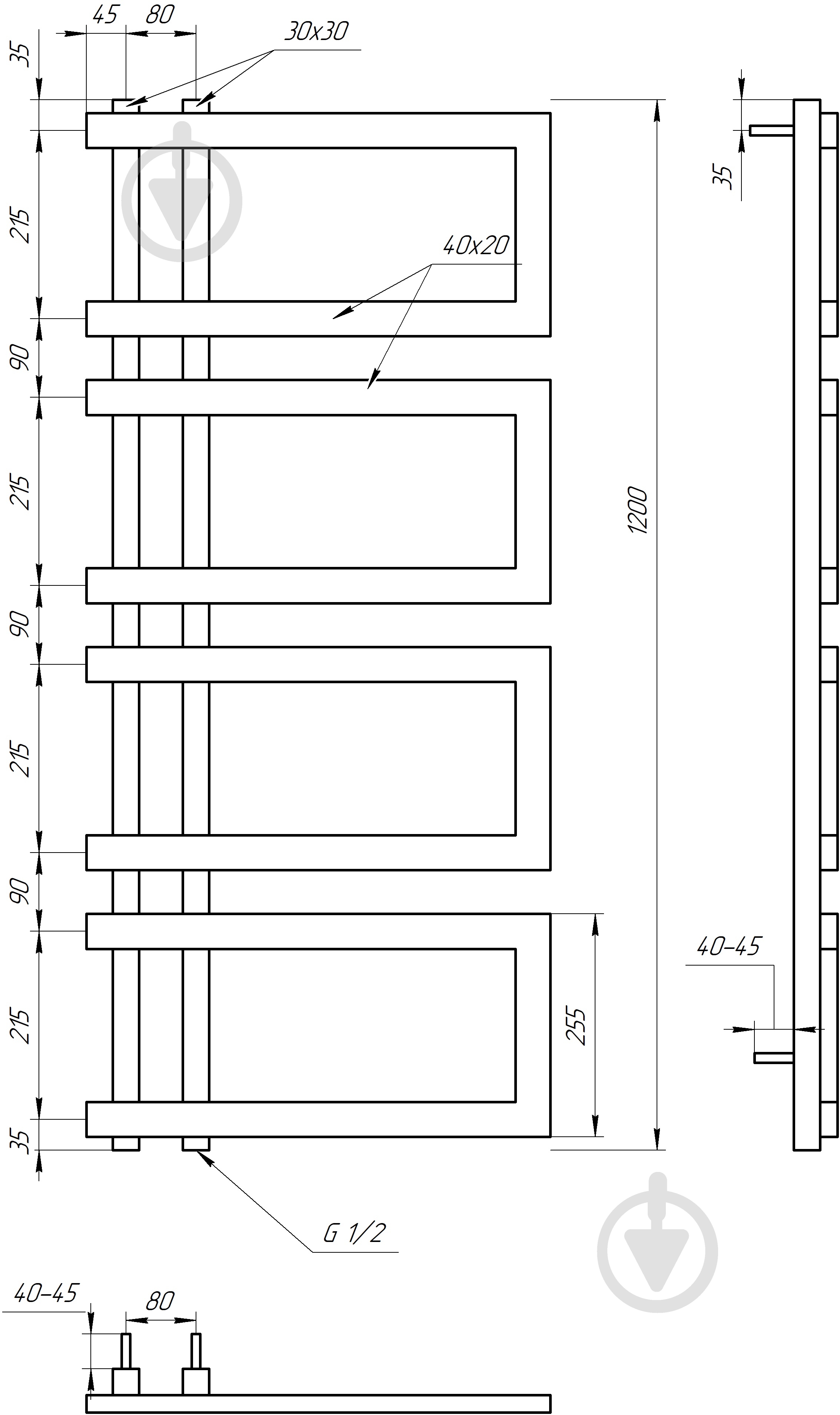 Полотенцесушитель водяной GenesisAqua Enzo/B1200 - фото 2