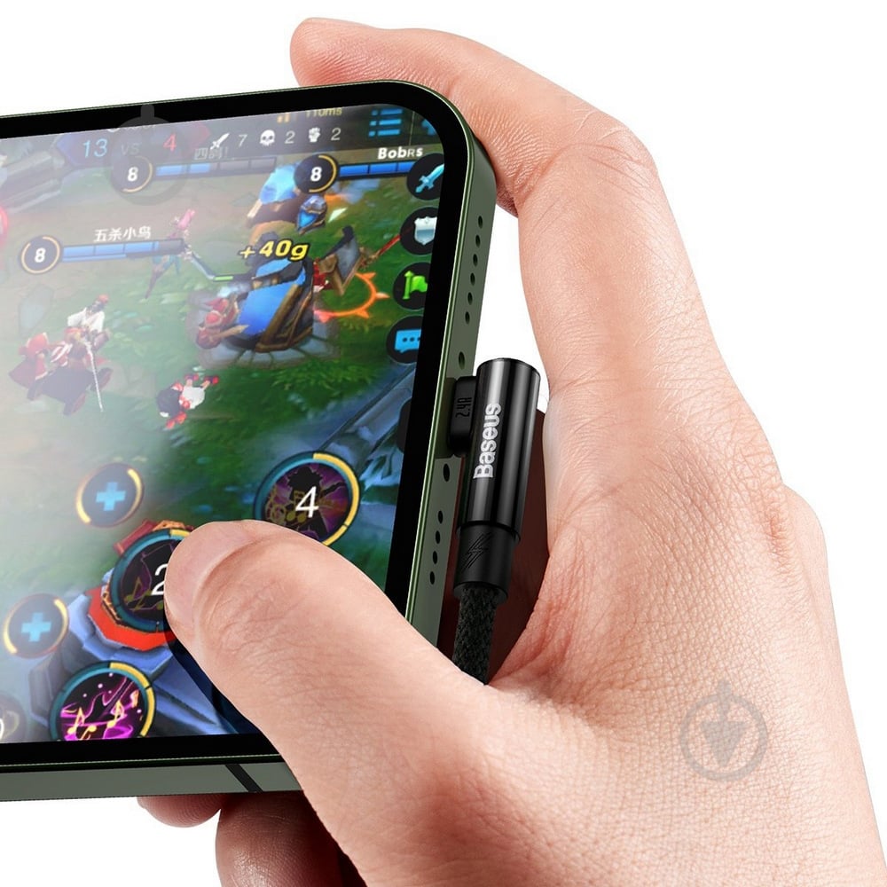 Кабель BASEUS MVP 2 Elbow-shaped Fast Charging Data Cable USB to iP 2.4A 2 м black (CAVP000101) - фото 6 Кабель BASEUS MVP 2 Elbow-shaped Fast Charging Data Cable USB to iP 2.4A 2 м black (CAVP000101) - фото 6