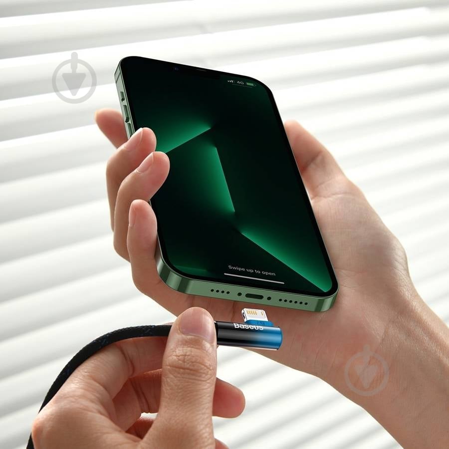Кабель BASEUS MVP 2 Elbow-shaped Fast Charging Data Cable USB to iP 2.4A 2 м черный с синим (CAVP000121) - фото 4
