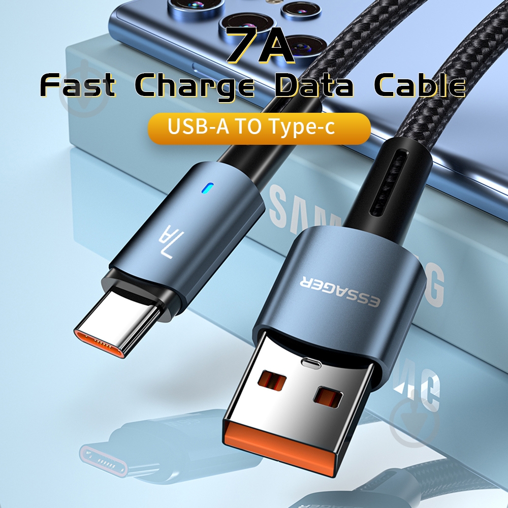 Кабель Essager Sunset Type-C 7A USB 1 м синий (EXC7A-CG03-P) - фото 3