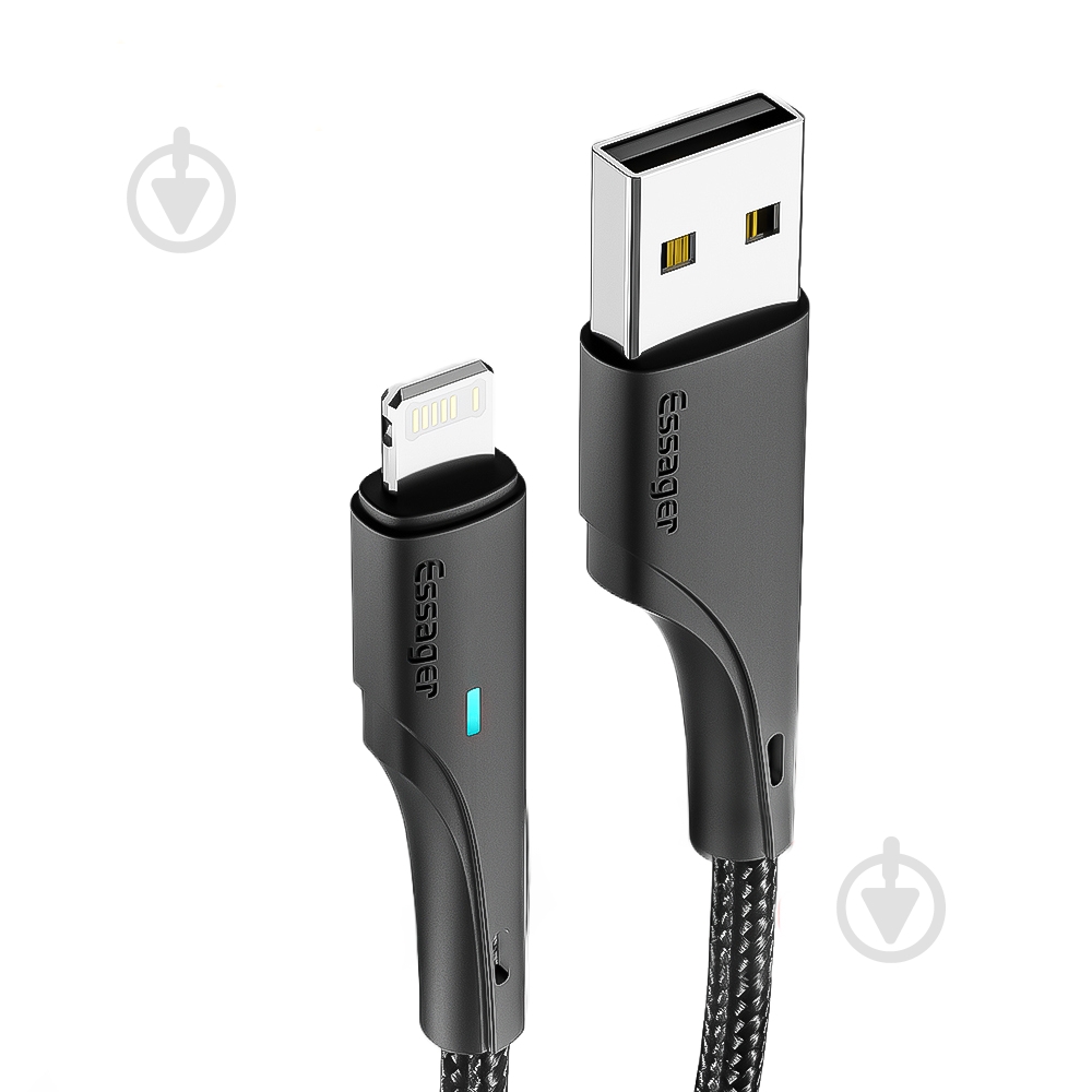 Кабель Essager Rousseau 3A Fast Charging 1 м чорний (EXCL-LS01) - фото 1