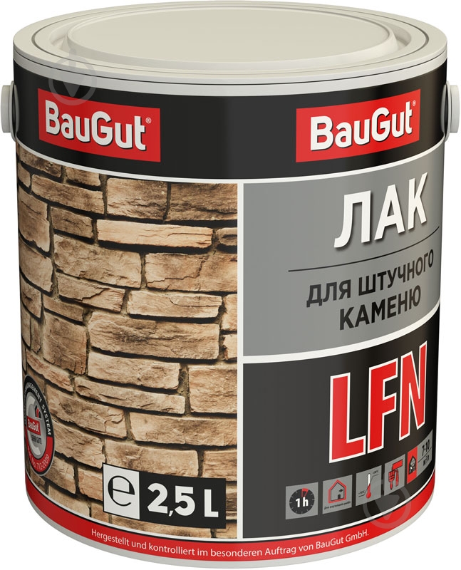 Лак для штучного каменю LFN BauGut напівмат прозорий 2,5 л - фото 1