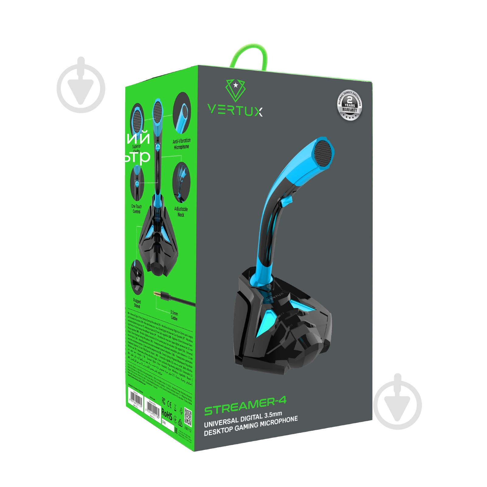 Микрофон Vertux Streamer-4 AUX 3.5 мм (streamer-4.blue) - фото 6 Микрофон Vertux Streamer-4 AUX 3.5 мм (streamer-4.blue) - фото 6