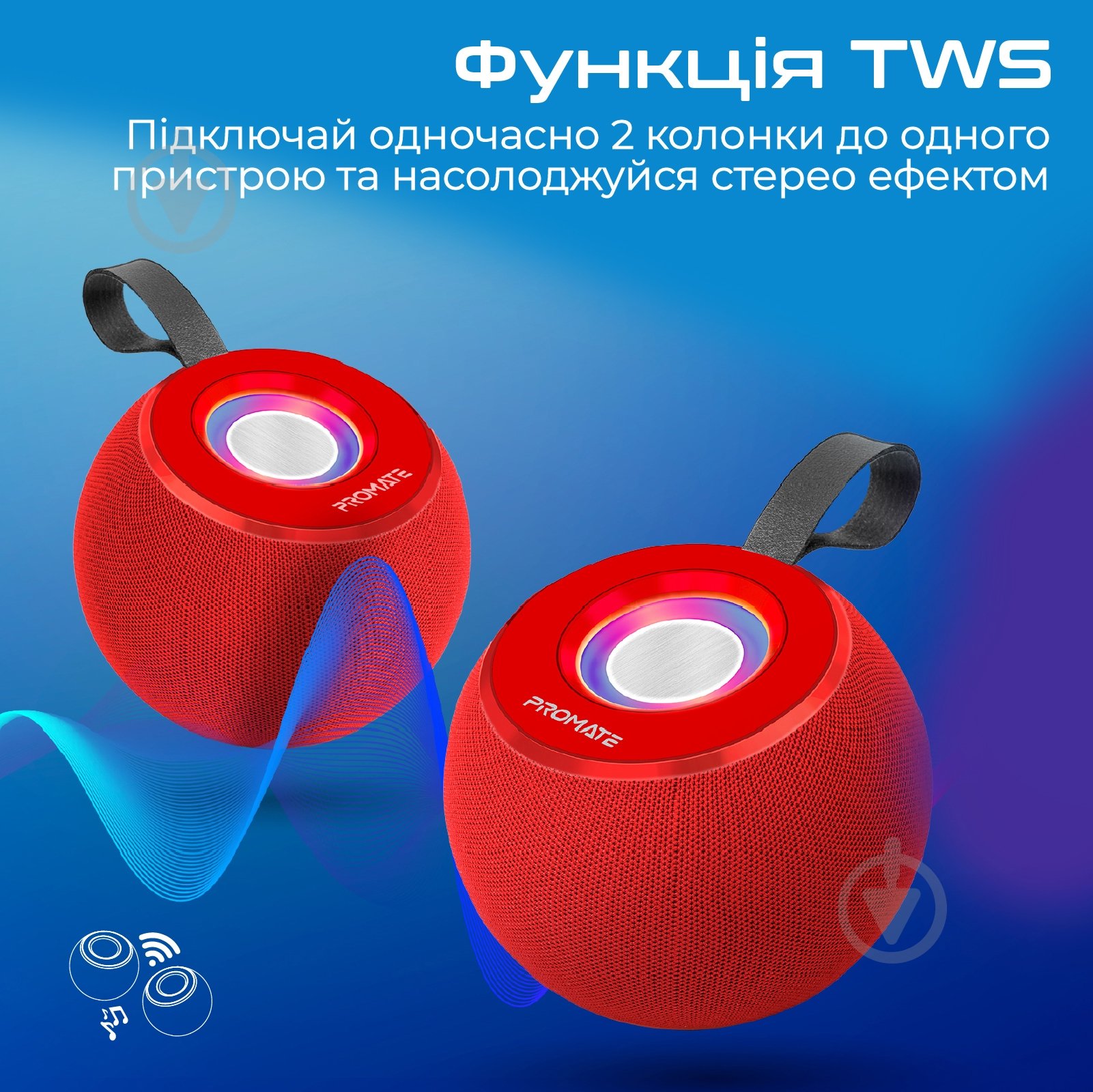 Акустическая система Promate Juggler 1.0 red (juggler.red) - фото 5