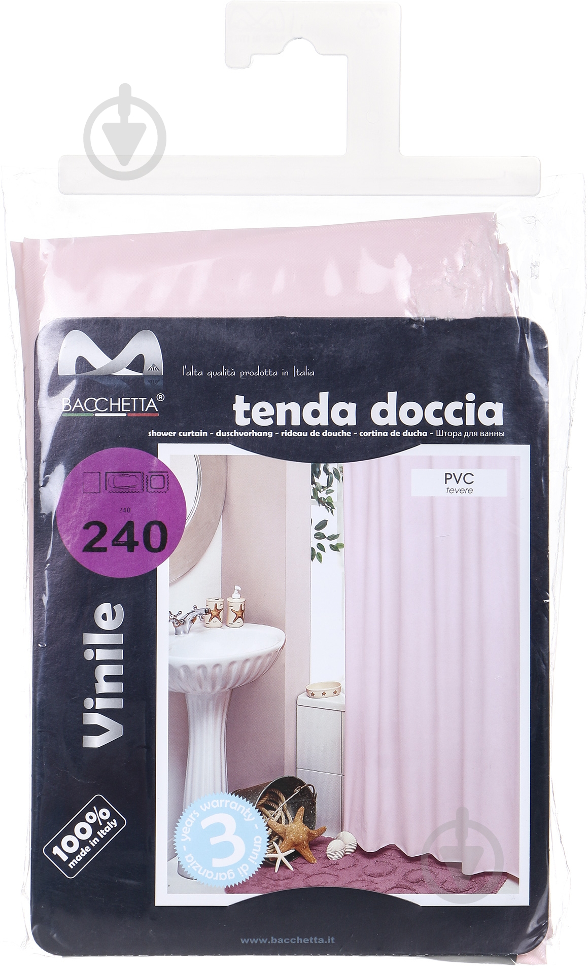 Штора для душа Bacchetta Tevere rosa 240х200 см - фото 3 Штора для душа Bacchetta Tevere rosa 240х200 см - фото 3