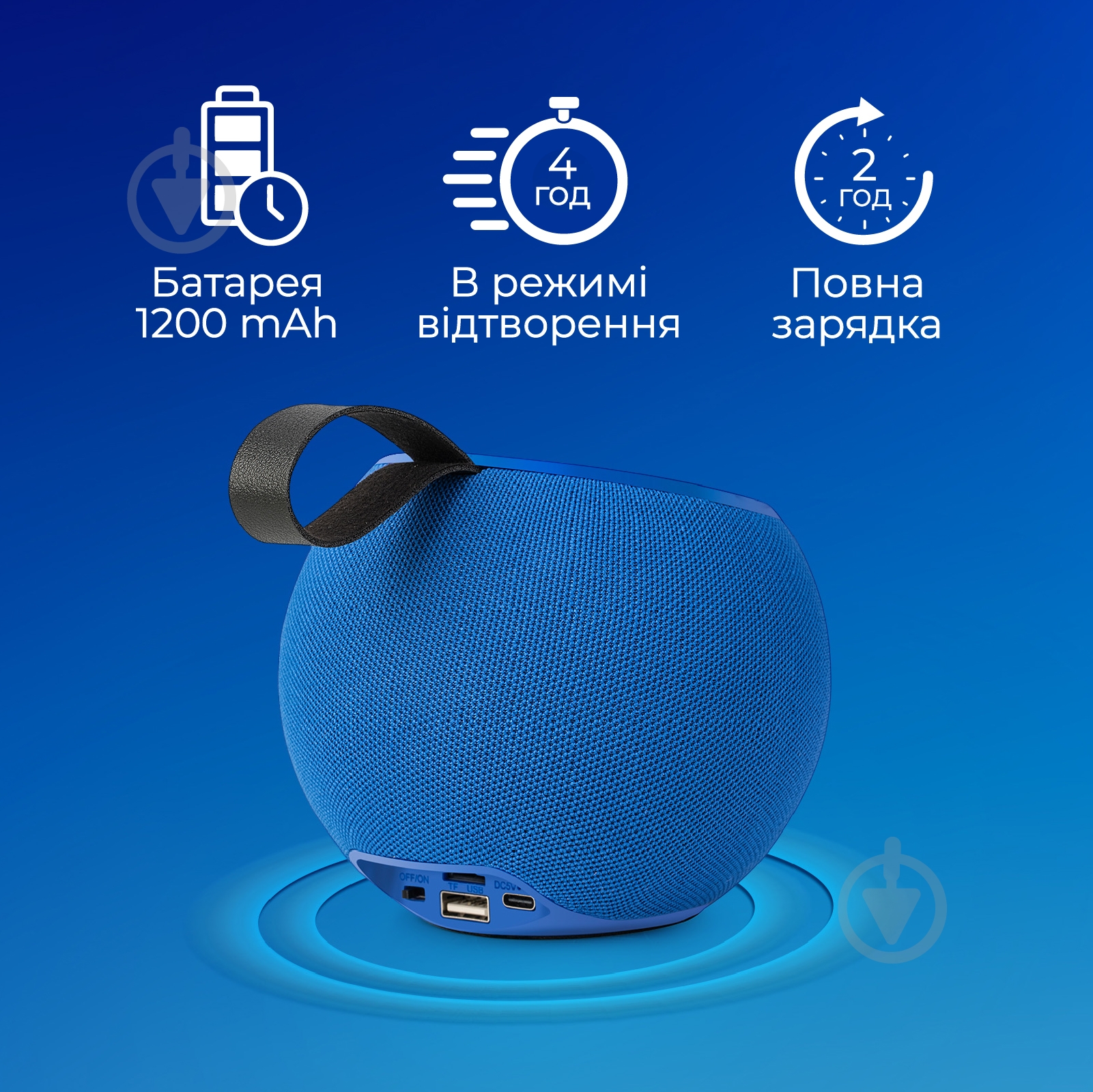 Акустическая система Promate Juggler 1.0 blue (juggler.blue) - фото 4