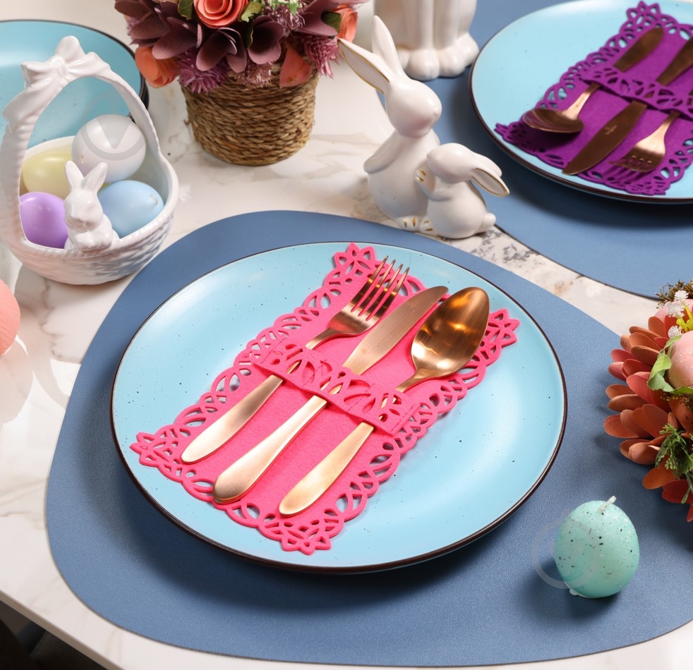 Конверт для столовых приборов Аплі Краплі Easter 24x14 см малиновый - фото 5