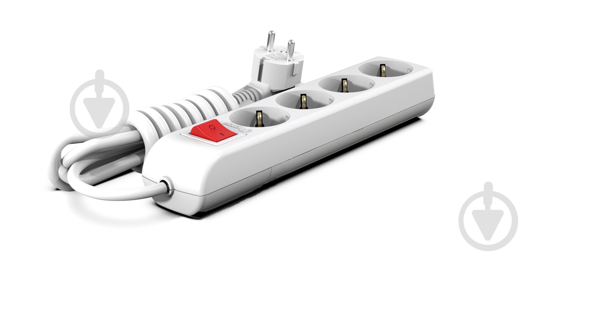 Удлинитель Borsan с выключателем с заземлением 4 гн. белый 5 м - фото 2