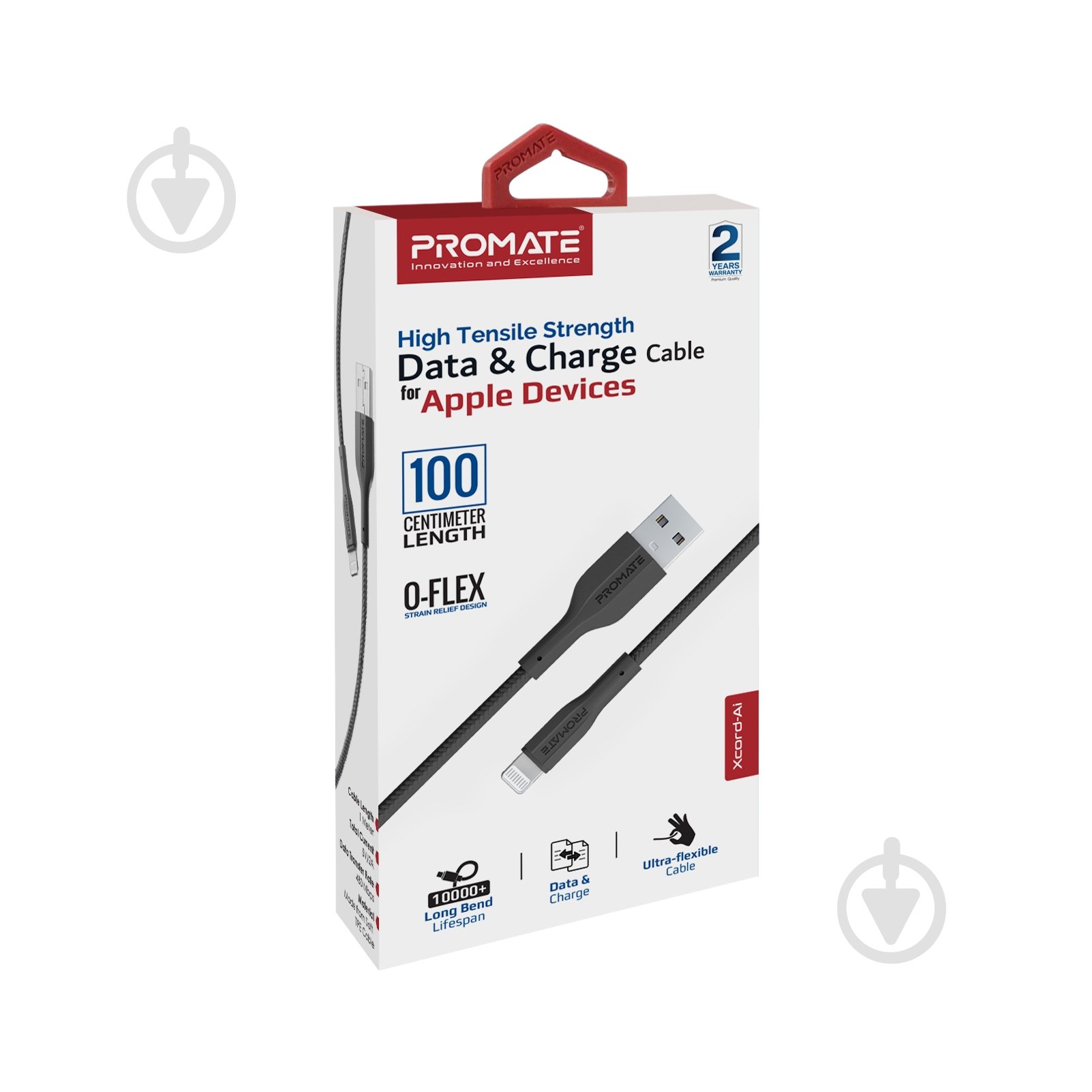 Кабель Promate xCord-Ai USB to Lightning 2А 1 м 1 м чорний (xcord-ai.black) - фото 5