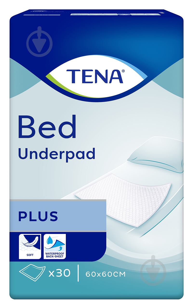 Пеленки Tena Bed Plus 30 шт. 60х60 см белый 770124 - фото 2