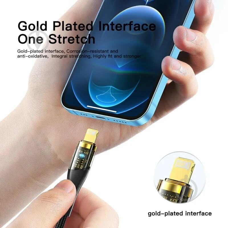 Кабель Essager Interstellar Transparent Design USB Charging Cable Type C to Lightning 1 м черный (EXCTL-XJ01-P) - фото 4