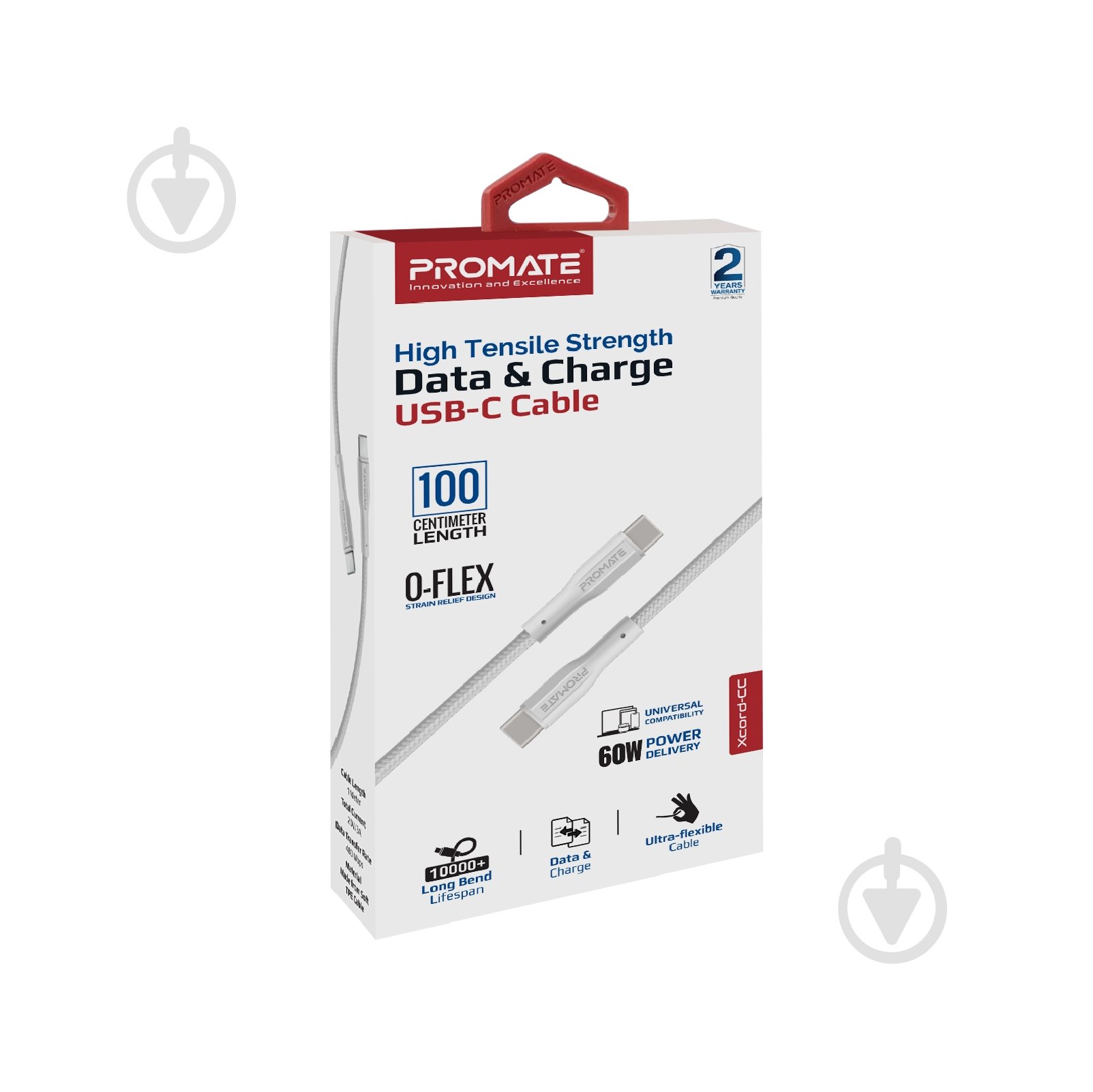 Кабель Promate xCord-CC USB-C to USB-C 3А 1 м 1 м белый (xcord-cc.white) - фото 6