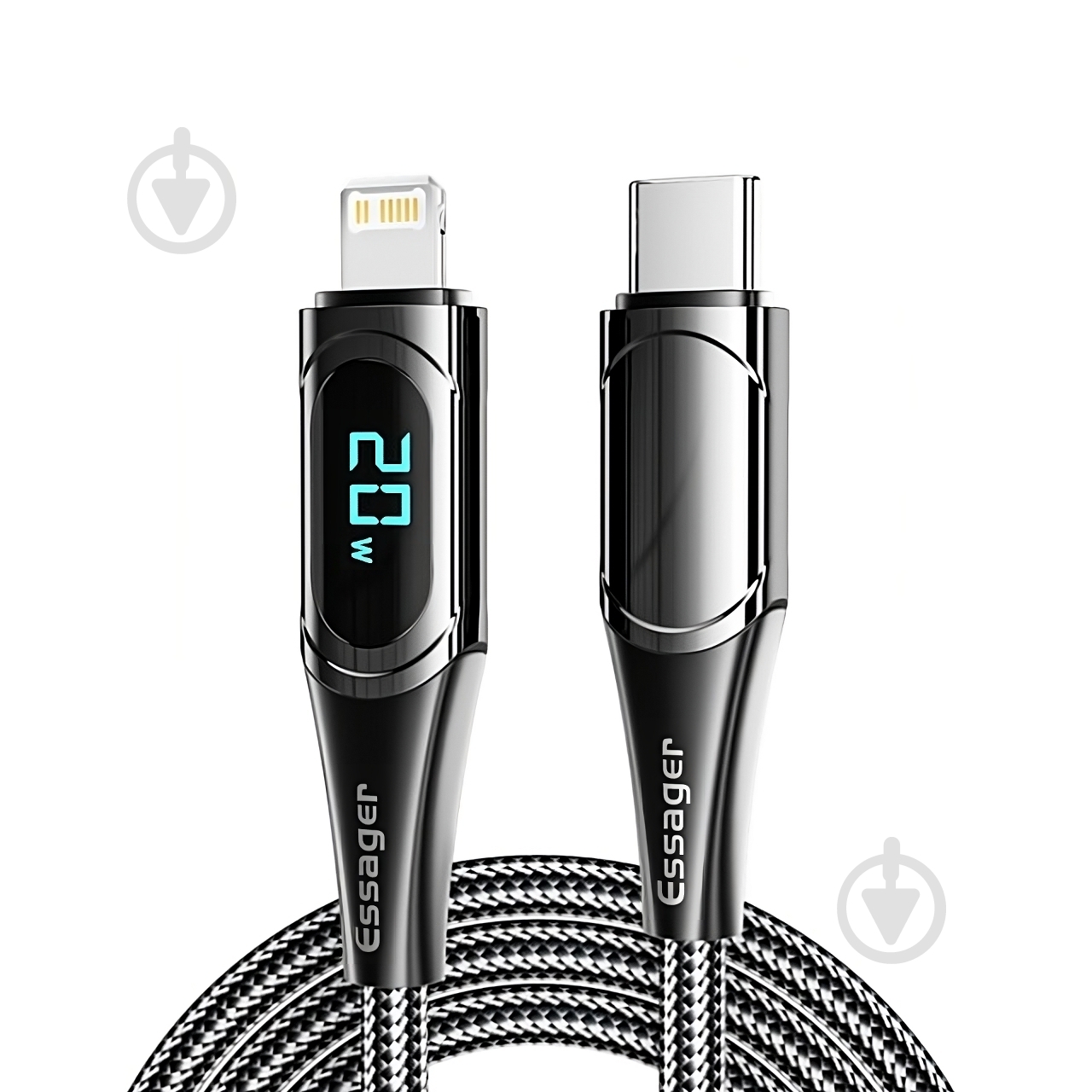 Кабель Essager LED Digital Display PD 20W Fast Charging 1 м черный (EXCTL-YD01) - фото 1