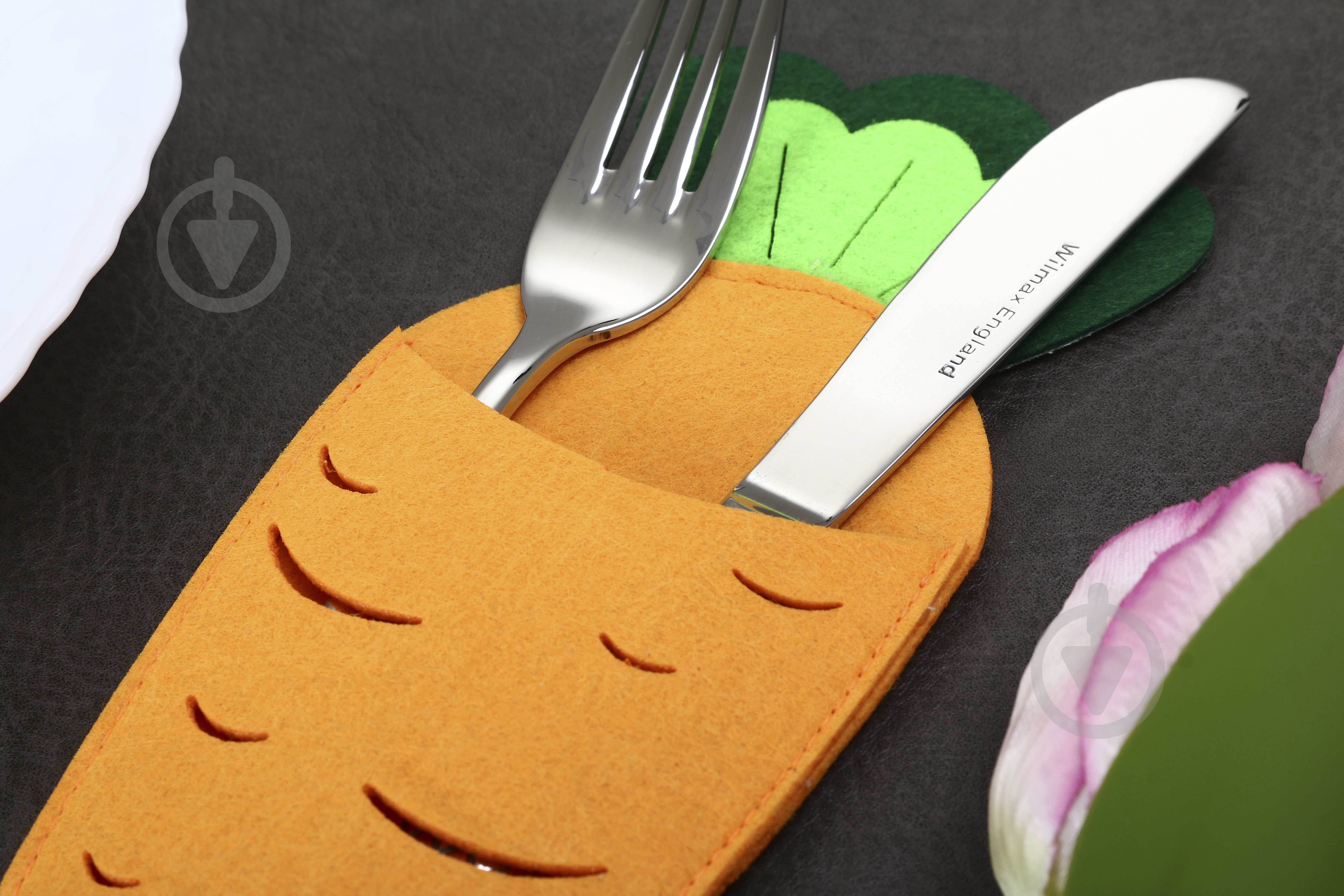 Конверт для столових приборів Аплі Краплі Carrot 21,5x8 см помаранчевий/зелений - фото 2 Конверт для столових приборів Аплі Краплі Carrot 21,5x8 см помаранчевий/зелений - фото 2