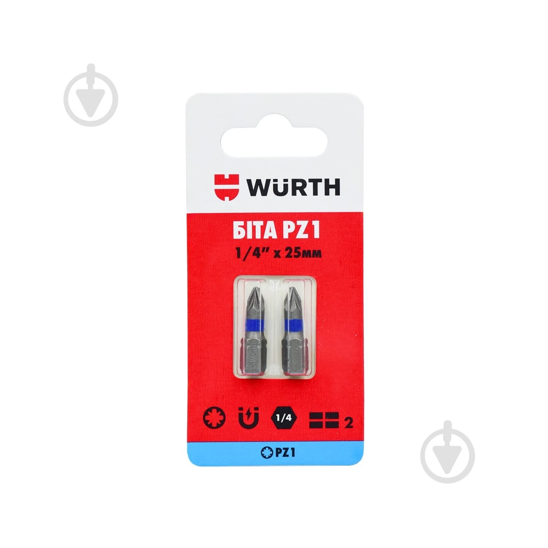 Біта WURTH PZ1х25 мм 1/4" 2 шт. 1614176651902 - фото 1