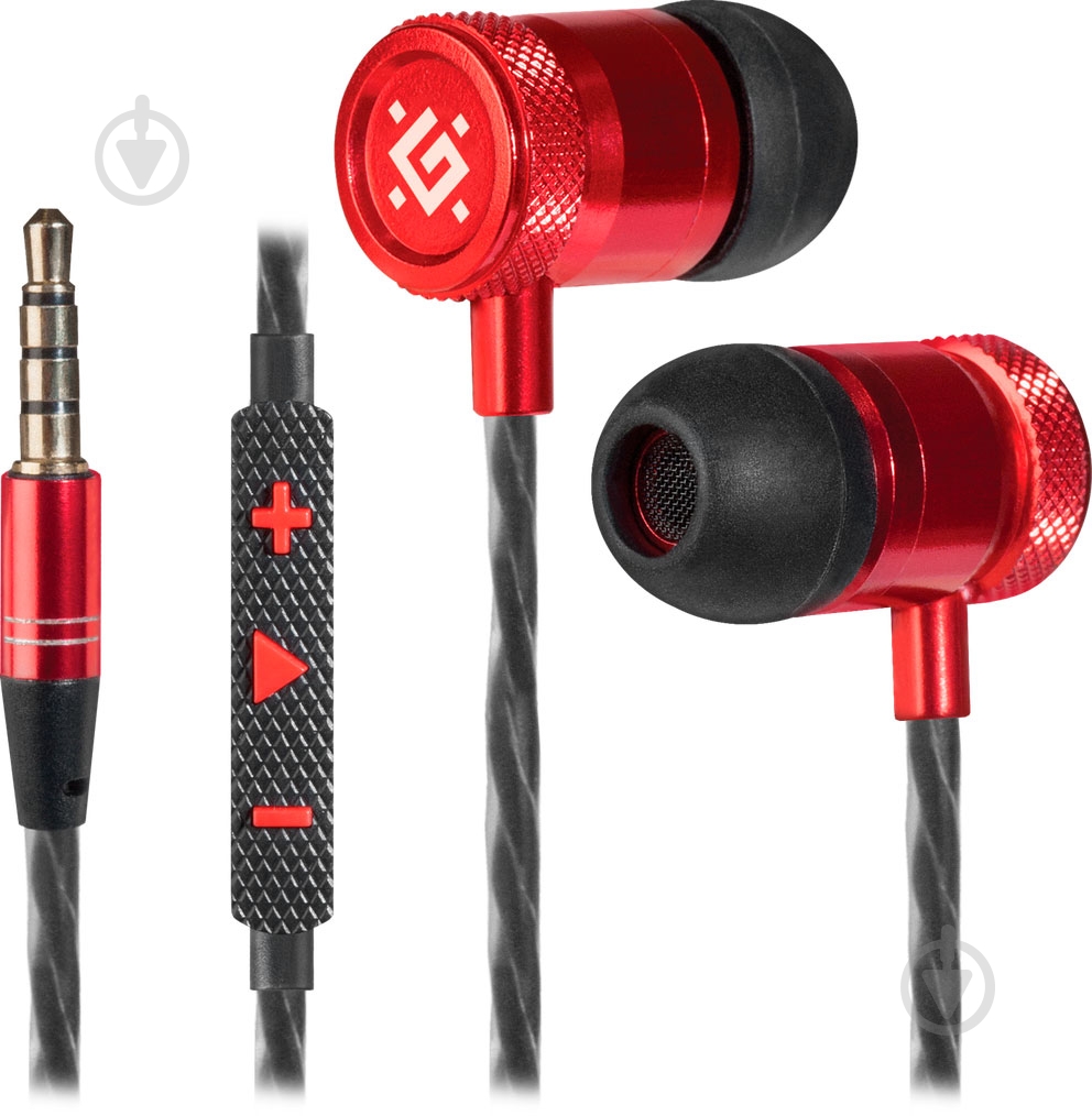 Наушники Defender Pollaxe black/red (64453) - фото 1
