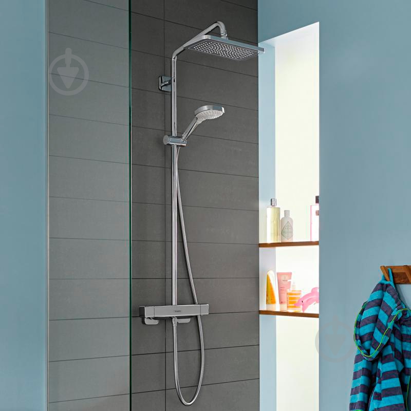 Душова система Hansgrohe Croma E Showerpipe 280 1jet 27630000 хром - фото 4 Душова система Hansgrohe Croma E Showerpipe 280 1jet 27630000 хром - фото 4