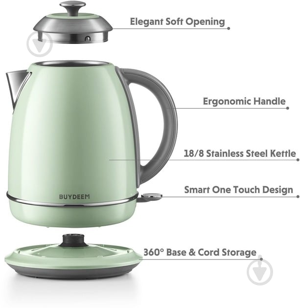 Електрочайник BUYDEEM K640 Cozy Greenish (K640-CG/EU) - фото 9 Електрочайник BUYDEEM K640 Cozy Greenish (K640-CG/EU) - фото 9