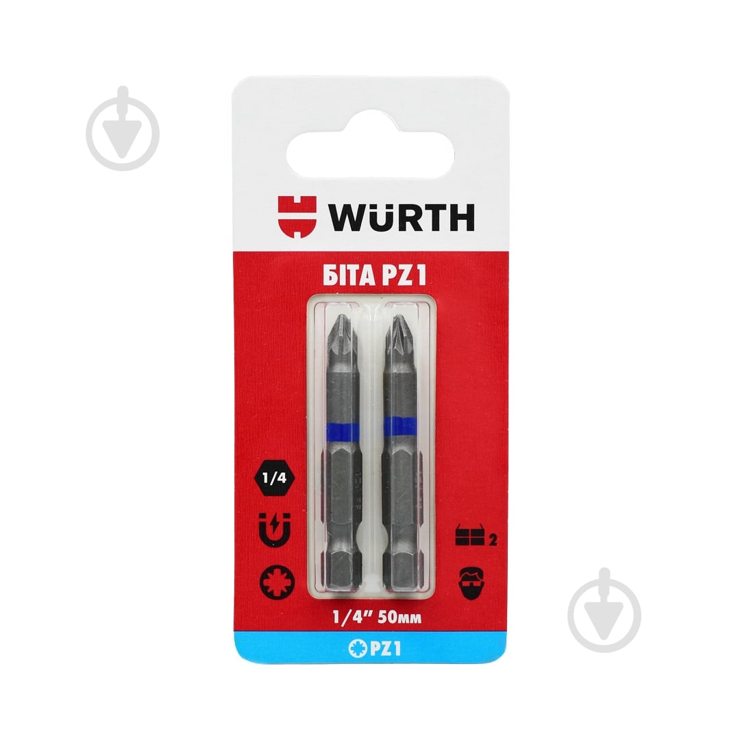 Біта WURTH PZ1х50 мм 1/4" 2 шт. 1614176694902 - фото 1